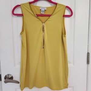 Carmen Marc Valvo Sleeveless Top Mustard Yellow